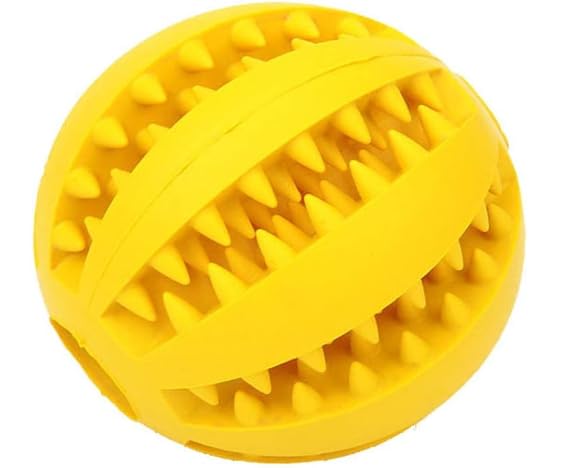 Pelota Juguete Dispensadora de Premios para Perros - Juguete de Limpieza Dental, Juguete Interactivo, Juguete Rompecabezas para la Dentición (Amarillo 2,36" / 6cm)