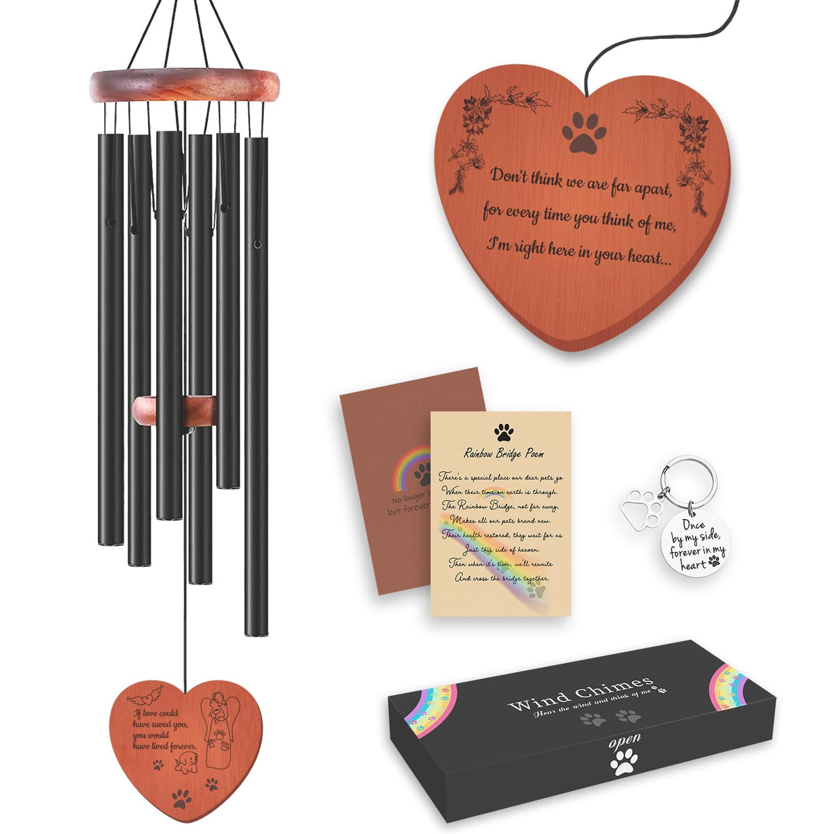 FourAngels Regalo Conmemorativo para Perros - Campanas de Viento Conmemorativas de 32", Regalo de Condolencia por la Pérdida de un Perro, Regalo Conmemorativo en Memoria de tu Mascota