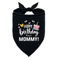 Bandana para Perro "Feliz Cumpleaños Mamá" - Bandana Negra, Pañuelo Triangular para Mascotas, Accesorio Divertido y Tierno para Perros, Bandana para Perros Grandes, Regalo para Amantes de los Perros (L)