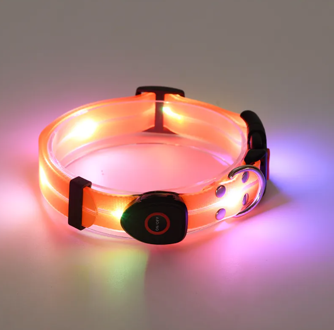 Collar LED Recargable para Mascotas con Correa de Nylon