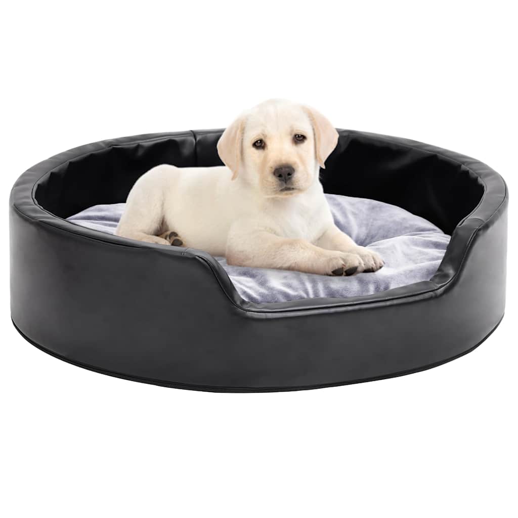 Vidaxl Cesta para Perro 69x59x19 cm, Felpa y Cuero Artificial, Negro y Gris