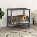 Vidaxl Cama para Perro 95,5x73,5x90 cm, Madera Maciza de Pino, Gris