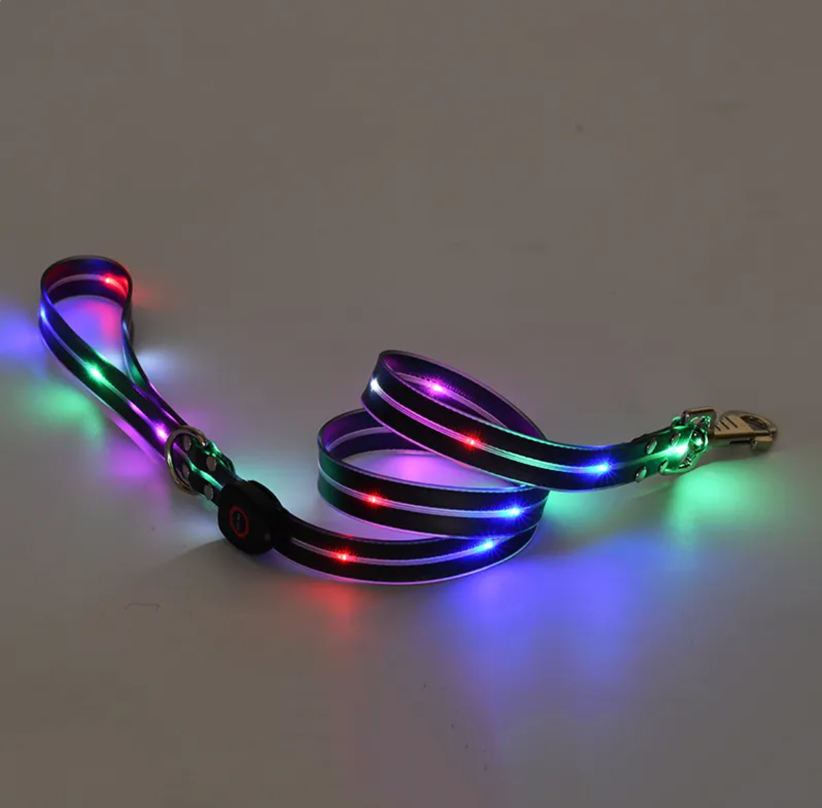 Collar LED Recargable para Mascotas con Correa de Nylon