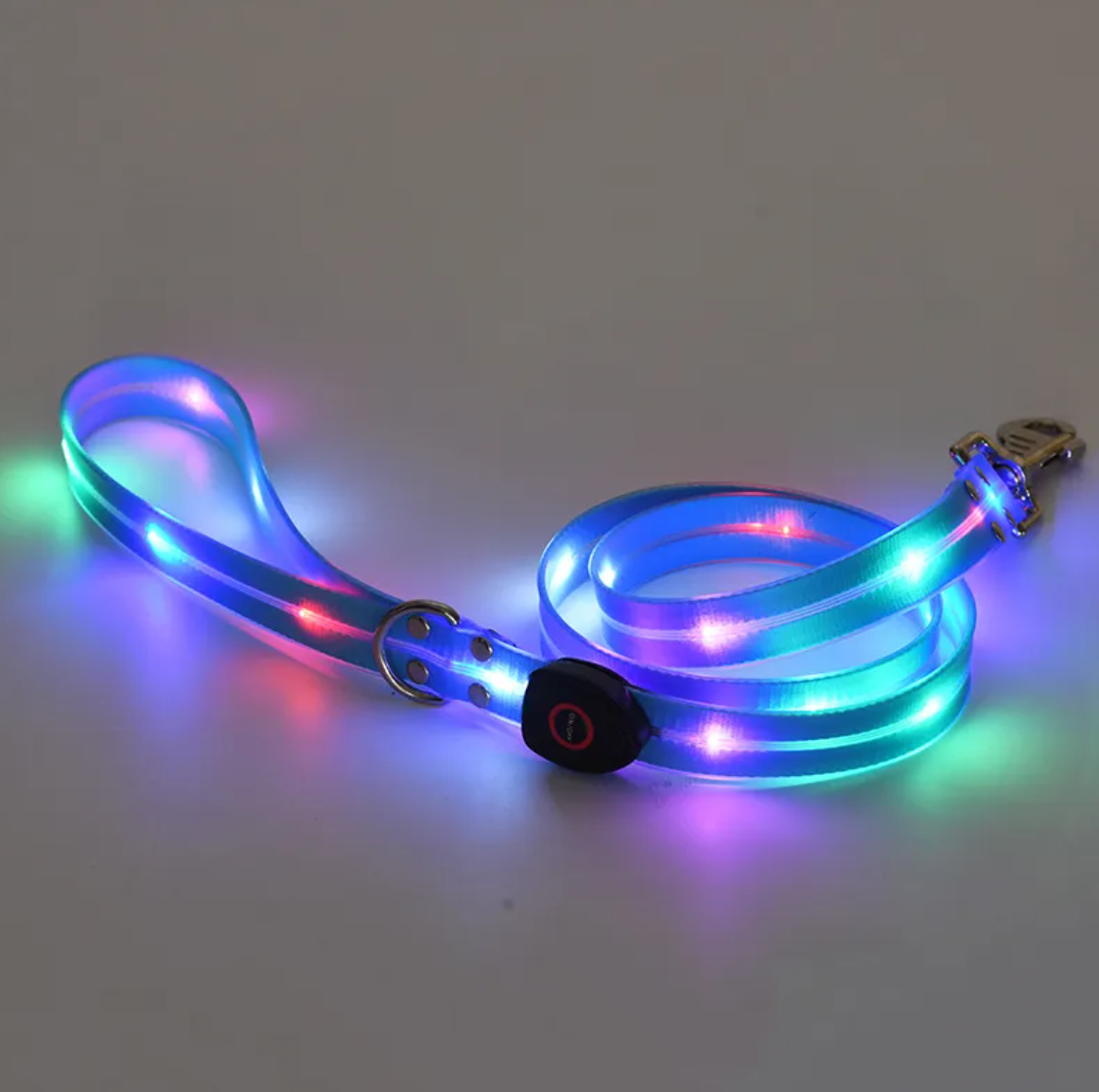 Collar LED Recargable para Mascotas con Correa de Nylon