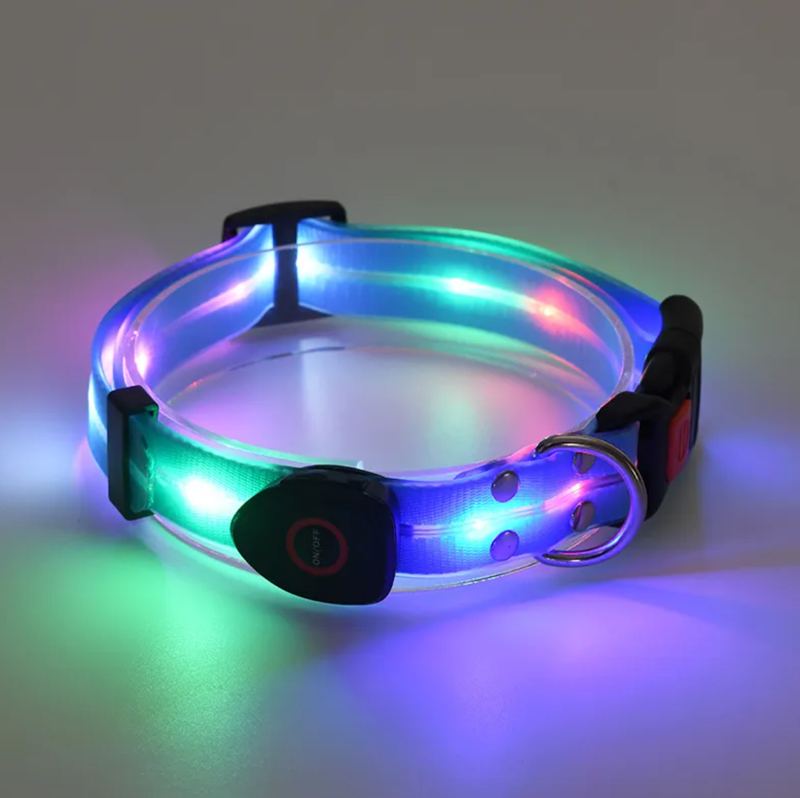 Collar LED Recargable para Mascotas con Correa de Nylon
