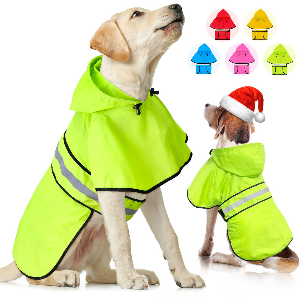 Weesiber Impermeable para Perros - Chaqueta de Lluvia Impermeable con Capucha, Reflectante, con Abertura para Correa, Poncho Ajustable, Ligero, Impermeables para Perros Grandes (XL Verde)