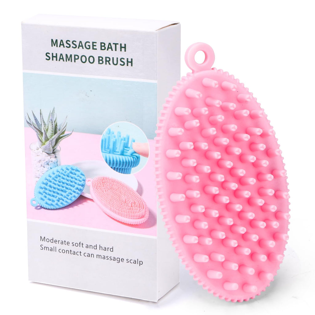 ROPO Cepillo de Baño para Perros con Dispensador de Champú - Cepillo de Ducha para Perros, Cepillo de Mano para el Aseo, Cepillo Exfoliante para Baño (Rosa)